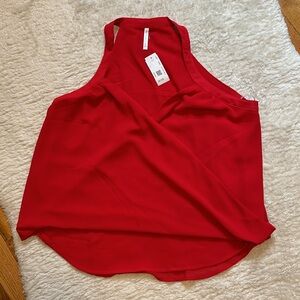 NWT DNA Couture Sleeveless Dressy Flowy Chiffon Red Tank Top size xl